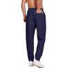 imageCOOFANDY Mens Linen Casual Lightweight Pants Elastic Waist Drawstring Beach Pants with PocketsNavy Blue
