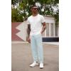 imageCOOFANDY Mens Linen Casual Lightweight Pants Elastic Waist Drawstring Beach Pants with PocketsSky Blue