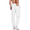 imageCOOFANDY Mens Linen Casual Lightweight Pants Elastic Waist Drawstring Beach Pants with PocketsWhite