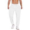 imageCOOFANDY Mens Linen Casual Lightweight Pants Elastic Waist Drawstring Beach Pants with PocketsWhite