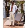 imageCOOFANDY Mens Linen Casual Pants Lightweight Drawstring Beach Pants Elastic Waist Cropped PantsBeige