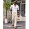 imageCOOFANDY Mens Linen Casual Pants Lightweight Drawstring Beach Pants Elastic Waist Cropped PantsBeige