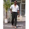 imageCOOFANDY Mens Linen Casual Pants Lightweight Drawstring Beach Pants Elastic Waist Cropped PantsBlack