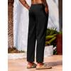 imageCOOFANDY Mens Linen Casual Pants Lightweight Drawstring Beach Pants Elastic Waist Cropped PantsBlack
