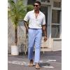 imageCOOFANDY Mens Linen Casual Pants Lightweight Drawstring Beach Pants Elastic Waist Cropped PantsBlue
