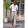 imageCOOFANDY Mens Linen Casual Pants Lightweight Drawstring Beach Pants Elastic Waist Cropped PantsChampagne