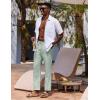 imageCOOFANDY Mens Linen Casual Pants Lightweight Drawstring Beach Pants Elastic Waist Cropped PantsLight Green