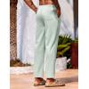 imageCOOFANDY Mens Linen Casual Pants Lightweight Drawstring Beach Pants Elastic Waist Cropped PantsLight Green