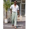 imageCOOFANDY Mens Linen Casual Pants Lightweight Drawstring Beach Pants Elastic Waist Cropped PantsLight Green