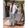 imageCOOFANDY Mens Linen Casual Pants Lightweight Drawstring Beach Pants Elastic Waist Cropped PantsLight Grey
