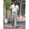 imageCOOFANDY Mens Linen Casual Pants Lightweight Drawstring Beach Pants Elastic Waist Cropped PantsLight Grey