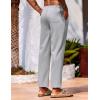 imageCOOFANDY Mens Linen Casual Pants Lightweight Drawstring Beach Pants Elastic Waist Cropped PantsLight Grey