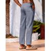 imageCOOFANDY Mens Linen Casual Pants Lightweight Drawstring Beach Pants Elastic Waist Cropped PantsNavy Blue