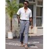 imageCOOFANDY Mens Linen Casual Pants Lightweight Drawstring Beach Pants Elastic Waist Cropped PantsNavy Blue