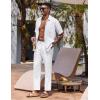 imageCOOFANDY Mens Linen Casual Pants Lightweight Drawstring Beach Pants Elastic Waist Cropped PantsWhite