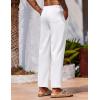 imageCOOFANDY Mens Linen Casual Pants Lightweight Drawstring Beach Pants Elastic Waist Cropped PantsWhite