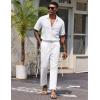 imageCOOFANDY Mens Linen Casual Pants Lightweight Drawstring Beach Pants Elastic Waist Cropped PantsWhite