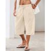 imageCOOFANDY Mens Linen Harem Capri Pants Casual Lightweight Drawstring Yoga Pants Baggy 34 Beach TrousersBeige