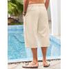 imageCOOFANDY Mens Linen Harem Capri Pants Casual Lightweight Drawstring Yoga Pants Baggy 34 Beach TrousersBeige