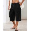 imageCOOFANDY Mens Linen Harem Capri Pants Casual Lightweight Drawstring Yoga Pants Baggy 34 Beach TrousersBlack