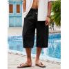 imageCOOFANDY Mens Linen Harem Capri Pants Casual Lightweight Drawstring Yoga Pants Baggy 34 Beach TrousersBlack