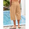 imageCOOFANDY Mens Linen Harem Capri Pants Casual Lightweight Drawstring Yoga Pants Baggy 34 Beach TrousersCamel