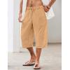 imageCOOFANDY Mens Linen Harem Capri Pants Casual Lightweight Drawstring Yoga Pants Baggy 34 Beach TrousersCamel