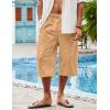 imageCOOFANDY Mens Linen Harem Capri Pants Casual Lightweight Drawstring Yoga Pants Baggy 34 Beach TrousersCamel