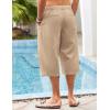 imageCOOFANDY Mens Linen Harem Capri Pants Casual Lightweight Drawstring Yoga Pants Baggy 34 Beach TrousersDark Khaki