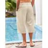 imageCOOFANDY Mens Linen Harem Capri Pants Casual Lightweight Drawstring Yoga Pants Baggy 34 Beach TrousersKhaki