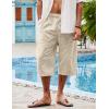 imageCOOFANDY Mens Linen Harem Capri Pants Casual Lightweight Drawstring Yoga Pants Baggy 34 Beach TrousersKhaki