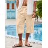 imageCOOFANDY Mens Linen Harem Capri Pants Casual Lightweight Drawstring Yoga Pants Baggy 34 Beach TrousersLight Khaki
