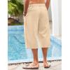 imageCOOFANDY Mens Linen Harem Capri Pants Casual Lightweight Drawstring Yoga Pants Baggy 34 Beach TrousersLight Khaki