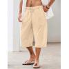 imageCOOFANDY Mens Linen Harem Capri Pants Casual Lightweight Drawstring Yoga Pants Baggy 34 Beach TrousersLight Khaki