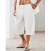 imageCOOFANDY Mens Linen Harem Capri Pants Casual Lightweight Drawstring Yoga Pants Baggy 34 Beach TrousersWhite