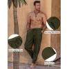 imageCOOFANDY Mens Linen Harem Drawstring Pants Casual Elastic Waist Lightweight Trouser Hippie Summer Beach Yoga PantsArmy Green