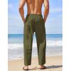 imageCOOFANDY Mens Linen Harem Drawstring Pants Casual Elastic Waist Lightweight Trouser Hippie Summer Beach Yoga PantsArmy Green