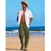 imageCOOFANDY Mens Linen Harem Drawstring Pants Casual Elastic Waist Lightweight Trouser Hippie Summer Beach Yoga PantsArmy Green