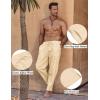 imageCOOFANDY Mens Linen Harem Drawstring Pants Casual Elastic Waist Lightweight Trouser Hippie Summer Beach Yoga PantsBeige