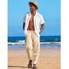 imageCOOFANDY Mens Linen Harem Drawstring Pants Casual Elastic Waist Lightweight Trouser Hippie Summer Beach Yoga PantsBeige