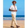 imageCOOFANDY Mens Linen Harem Drawstring Pants Casual Elastic Waist Lightweight Trouser Hippie Summer Beach Yoga PantsBeige