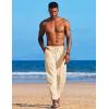 imageCOOFANDY Mens Linen Harem Drawstring Pants Casual Elastic Waist Lightweight Trouser Hippie Summer Beach Yoga PantsBeige