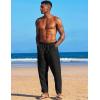 imageCOOFANDY Mens Linen Harem Drawstring Pants Casual Elastic Waist Lightweight Trouser Hippie Summer Beach Yoga PantsBlack