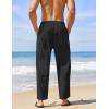 imageCOOFANDY Mens Linen Harem Drawstring Pants Casual Elastic Waist Lightweight Trouser Hippie Summer Beach Yoga PantsBlack