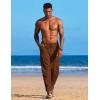imageCOOFANDY Mens Linen Harem Drawstring Pants Casual Elastic Waist Lightweight Trouser Hippie Summer Beach Yoga PantsBrown