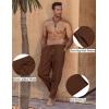 imageCOOFANDY Mens Linen Harem Drawstring Pants Casual Elastic Waist Lightweight Trouser Hippie Summer Beach Yoga PantsBrown