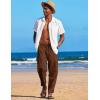 imageCOOFANDY Mens Linen Harem Drawstring Pants Casual Elastic Waist Lightweight Trouser Hippie Summer Beach Yoga PantsBrown