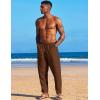 imageCOOFANDY Mens Linen Harem Drawstring Pants Casual Elastic Waist Lightweight Trouser Hippie Summer Beach Yoga PantsBrown