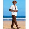 imageCOOFANDY Mens Linen Harem Drawstring Pants Casual Elastic Waist Lightweight Trouser Hippie Summer Beach Yoga PantsBrown