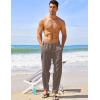 imageCOOFANDY Mens Linen Harem Drawstring Pants Casual Elastic Waist Lightweight Trouser Hippie Summer Beach Yoga PantsCoffee